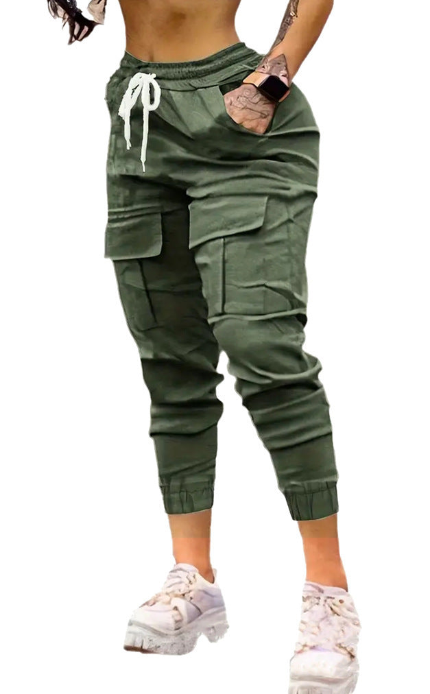 Plus Size Fashion Drawstring Bag Pocket Casual Working Pants