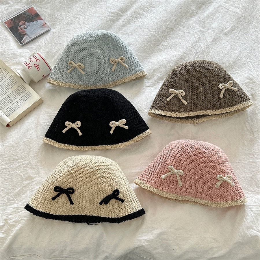 Cute Bow Knitted Fisherman Hat Women