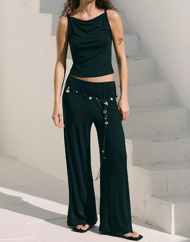 Comfortable Sling Loose Drooping Wide Leg Pants Suit