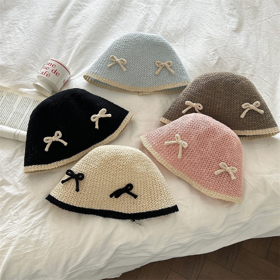 Cute Bow Knitted Fisherman Hat Women