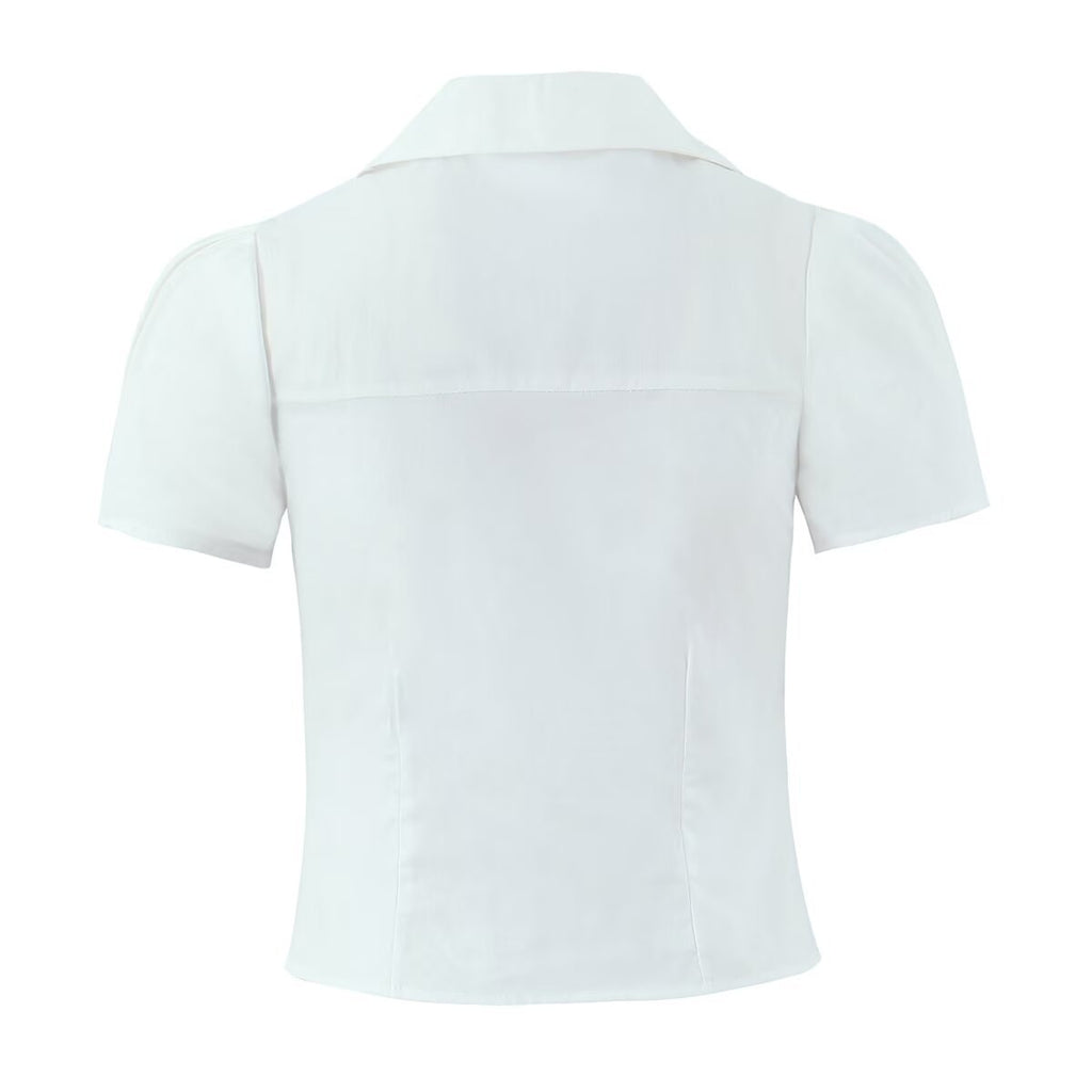 V-neck Small Shirt White Skirt Suit