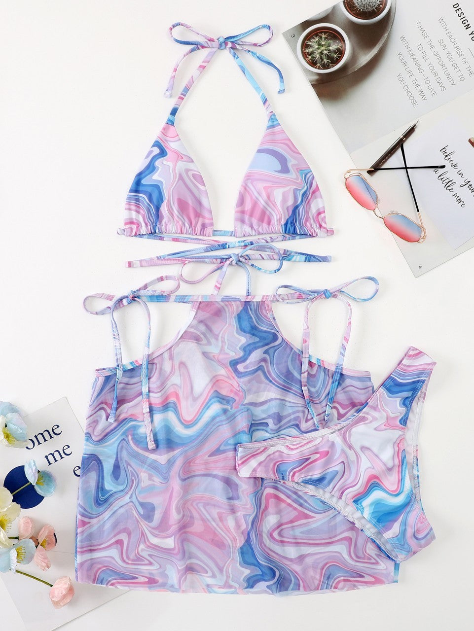 Women Bikini 3-piece Beach Skirt