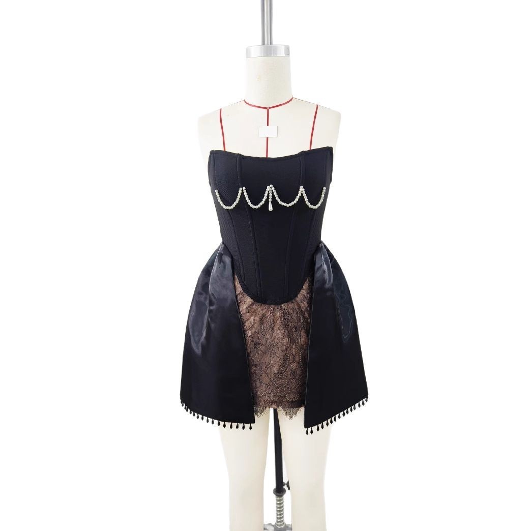 Pearl Lace Bandage Dress Birthday Party