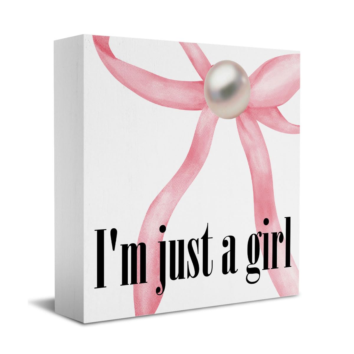 Pink Bow Coquette Room Decor - Wooden Box Sign Desk Decor