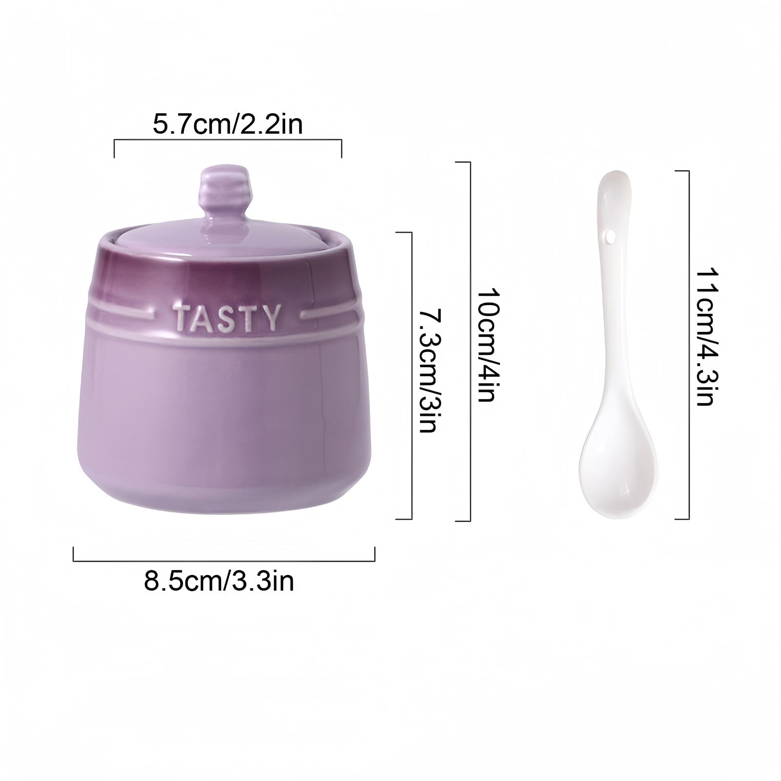 Solid Color Porcelain Sugar Pot With Lid And Spoon