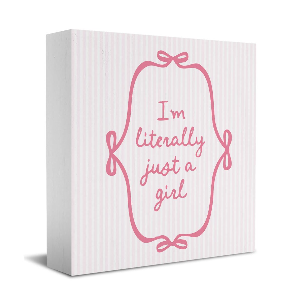 Pink Bow Coquette Room Decor - Wooden Box Sign Desk Decor