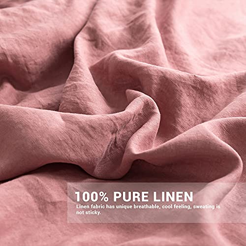 The 100% Linen Duvet Cover Set, 3 Pieces Belgian Flax Breathable Bedding,(1 Comforter Cover+2 Pillowshams) with Tie Closure Style