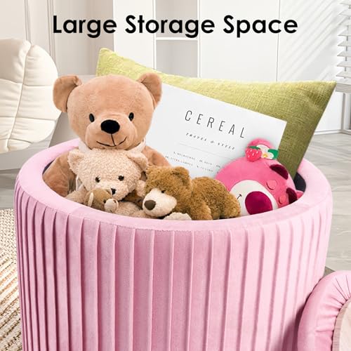 Set of 3 Velvet Round Storage Ottomans â€?Modern Upholstered Vanity Stool & Foot Rest with Hidden Storage