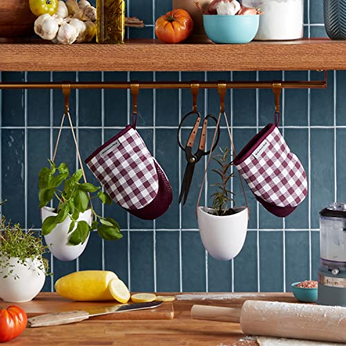 Gingham Mini Oven Mitt 2-Pack Set, Dried Rose, 5.5"x8"