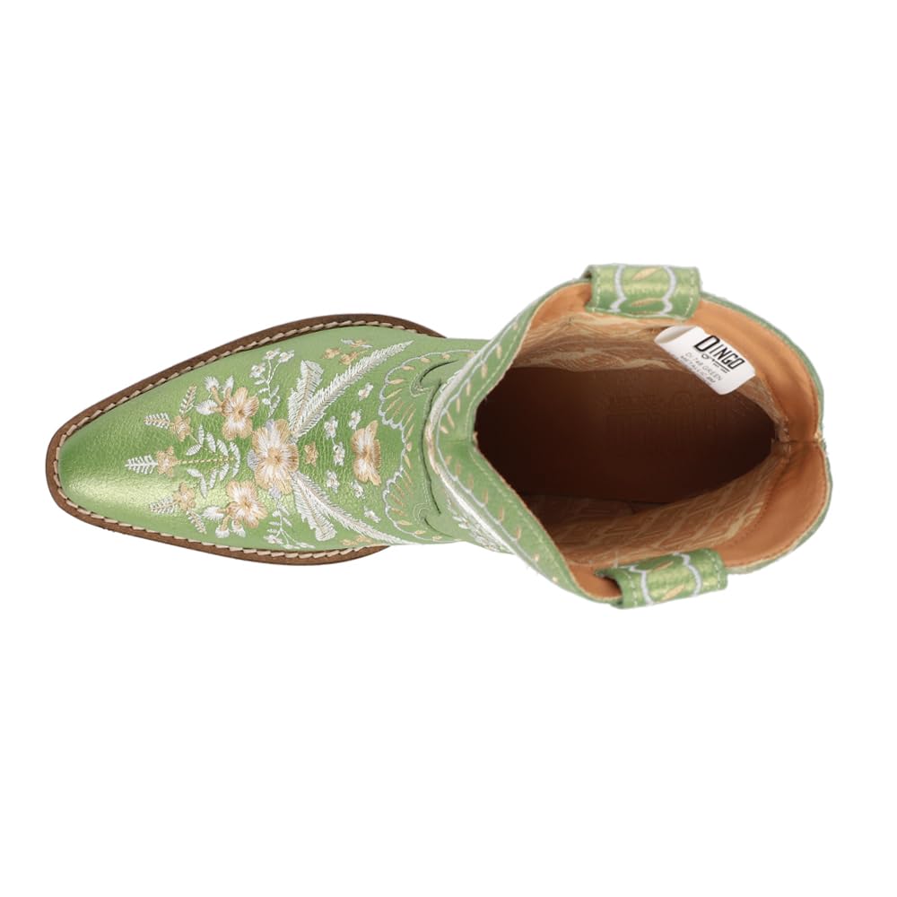 Womens Primrose Metallic Embroidered Floral Snip Toe Casual Boots Ankle Mid Heel 2-3"