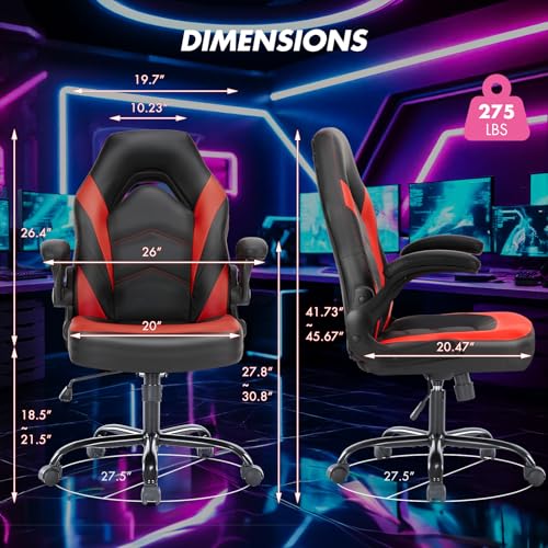 Ergonomic Office Executive Adjustable Swivel Task PU Leather Racing Chair with Flip-up Armrest