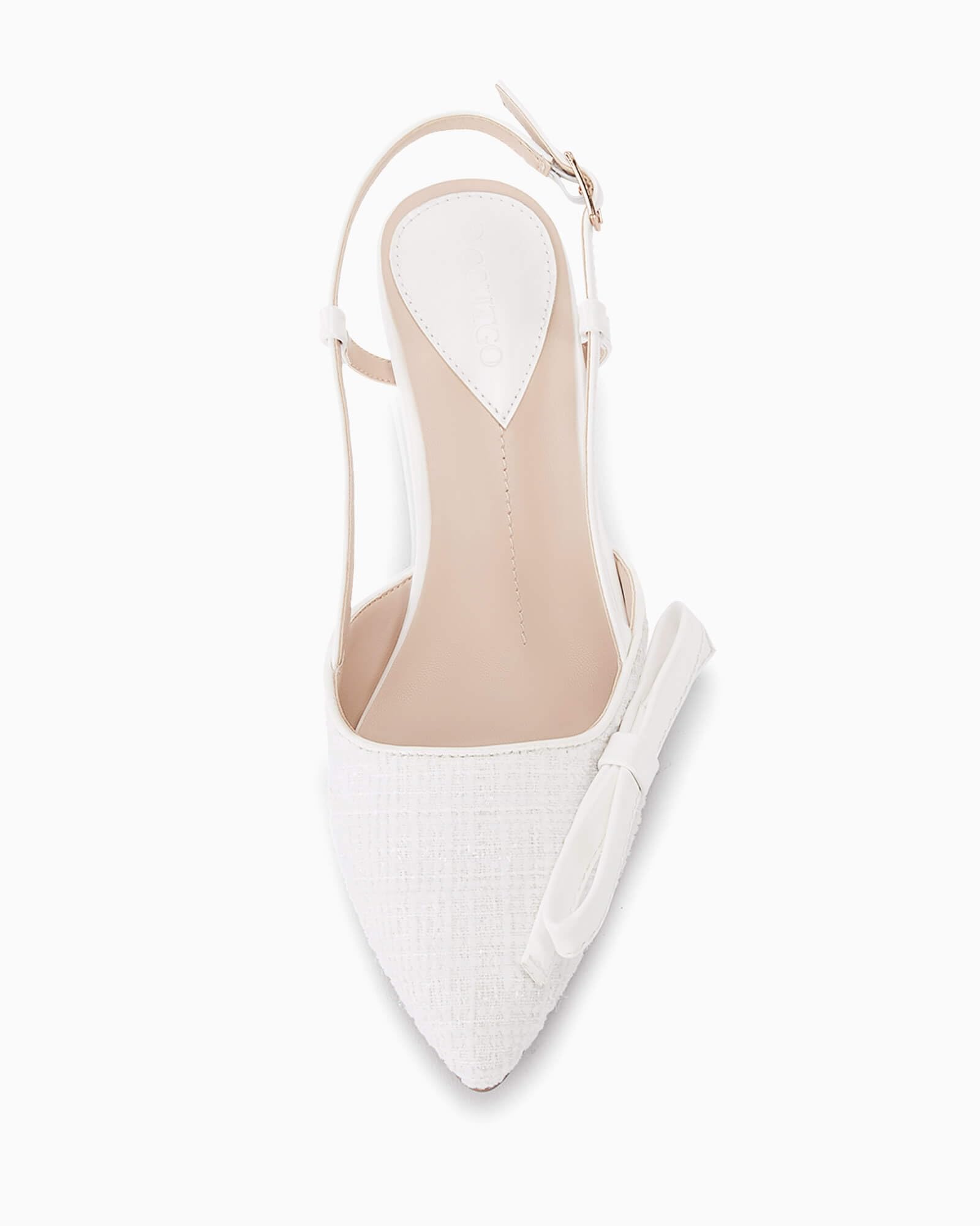 Women's Slingback Low Kitten Heels Closed Pointed Toe Bow Pumps