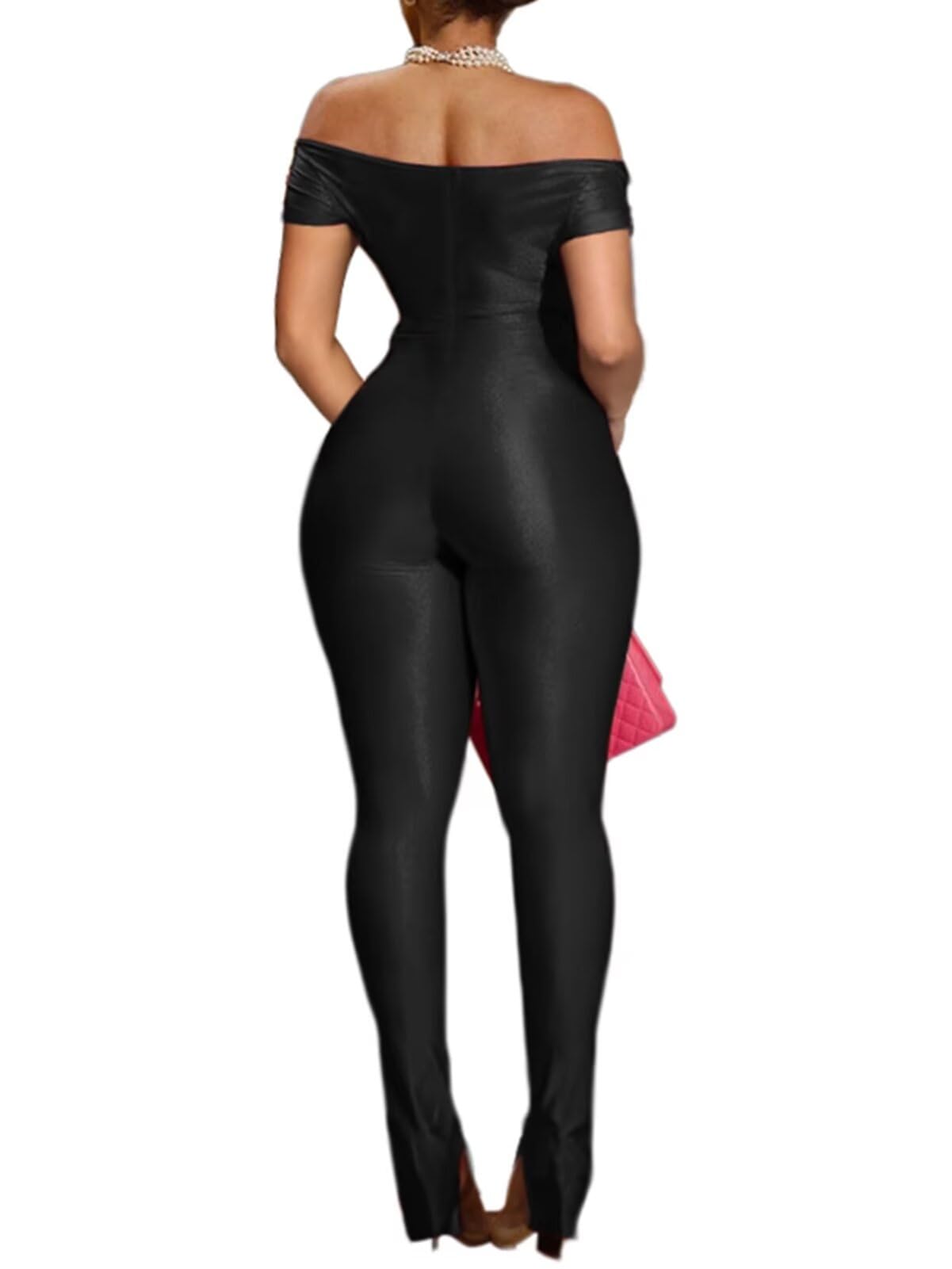 Women 2 Piece Outfits - Sexy Off Shoulder Tops Bodycon Flared Pant Sets