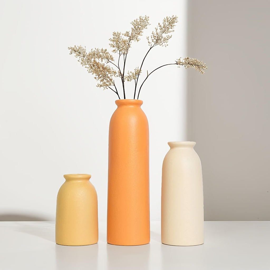 Tall Decorative Ceramic Vase Set, 3 Pieces