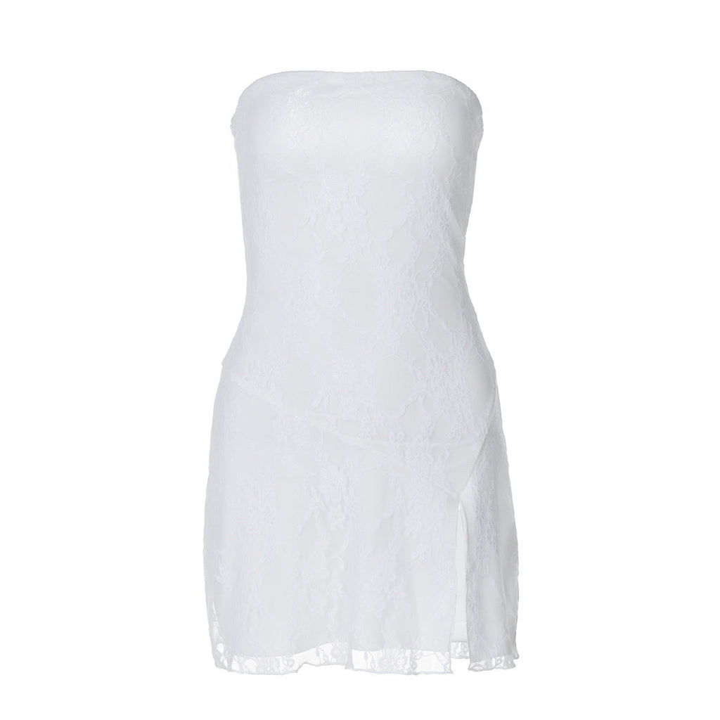 Women's Fashion Tube Top Stitching Lace Slim Dress