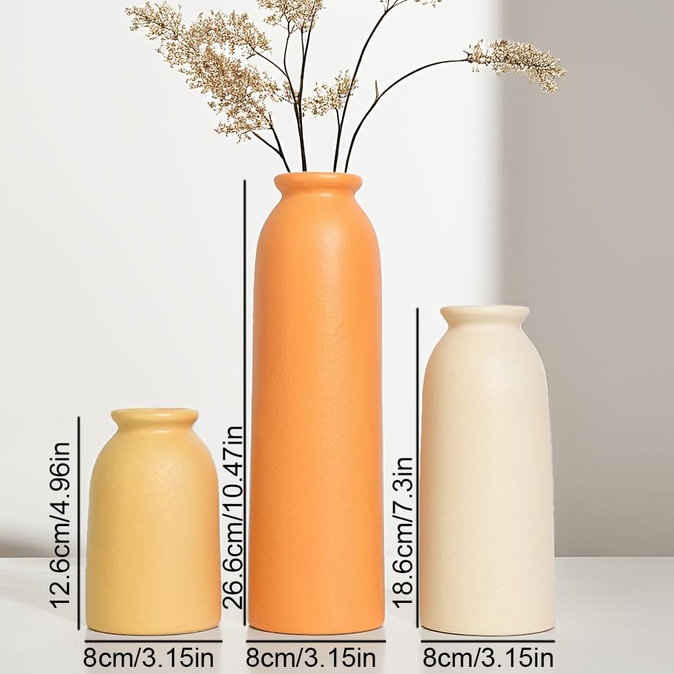 Tall Decorative Ceramic Vase Set, 3 Pieces