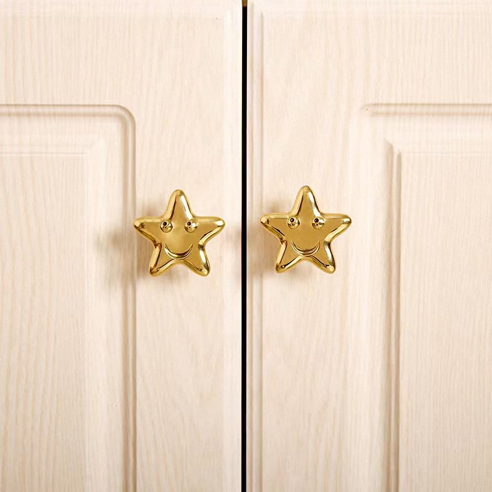 Gold 4 Pack Brass Knobs for Dresser, Drawers and Cabinet Decorative