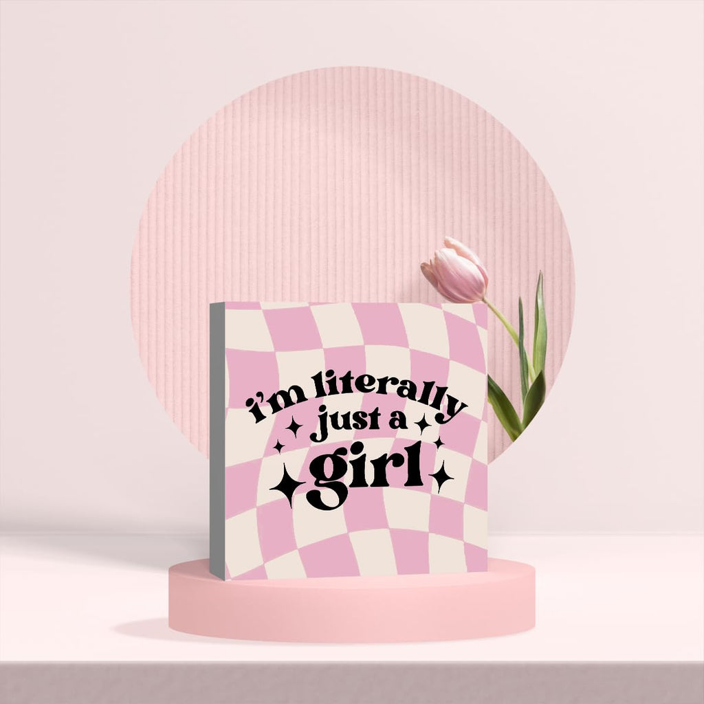 Pink Bow Coquette Room Decor - Wooden Box Sign Desk Decor