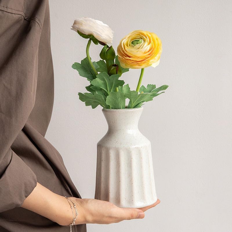 Ceramic Boho Vase, Farmhouse Home Decor Embossed Vases for Centerpieces