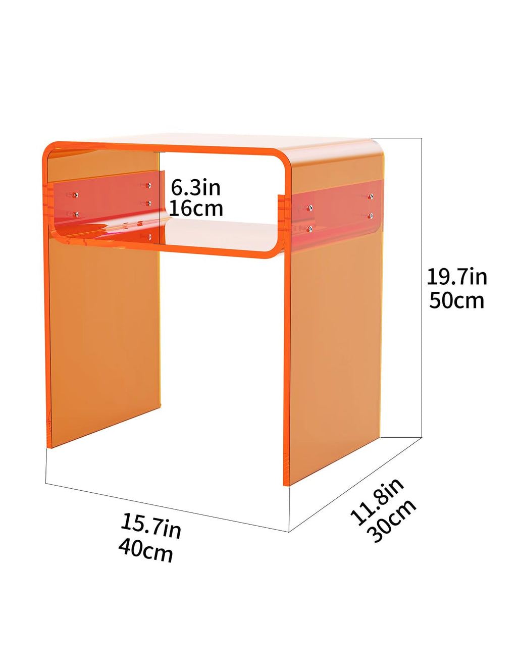 Clear Acrylic End Table 2-Tier Bedside nightstand