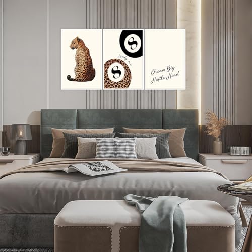 Pink Set of 3 Leopard Wall Art Prints Trendy Girly Cheetah Print Poster for Home Decor 16X24 in Unframed