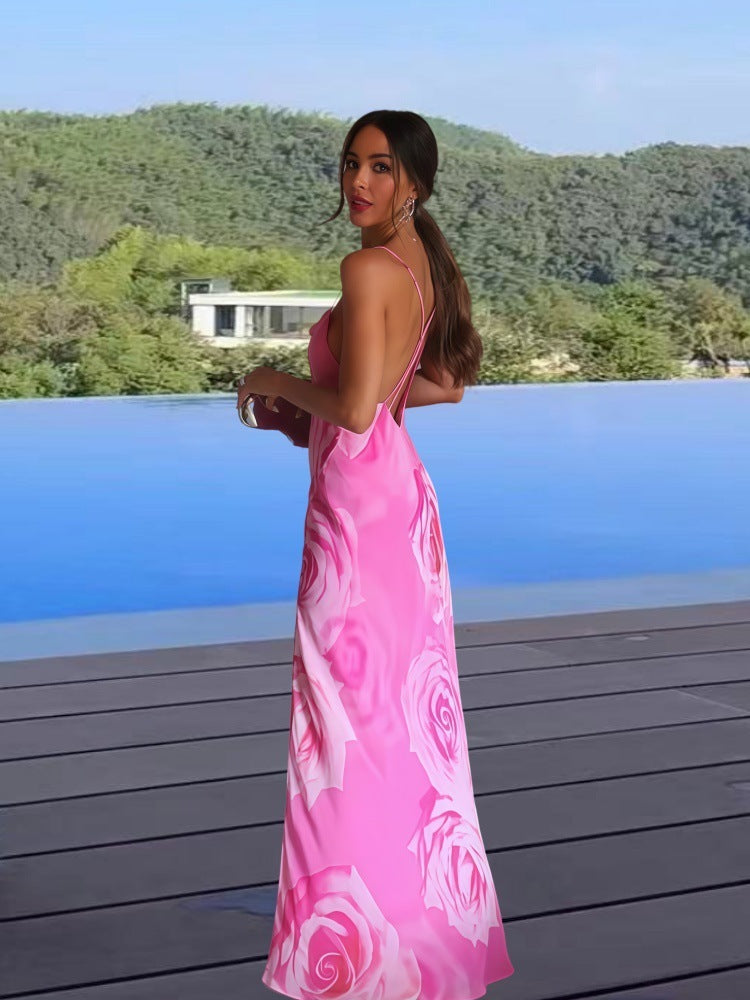 Sexy Vacation Style Backless Lace Up Dress