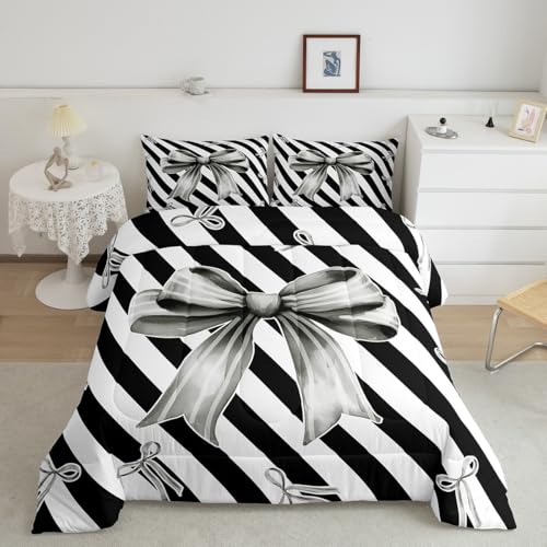 Cartoon Bowknot Comforter Set Pink Bow Tie Butterfly Knot Princess Bedding Set Floral Bow Comforter