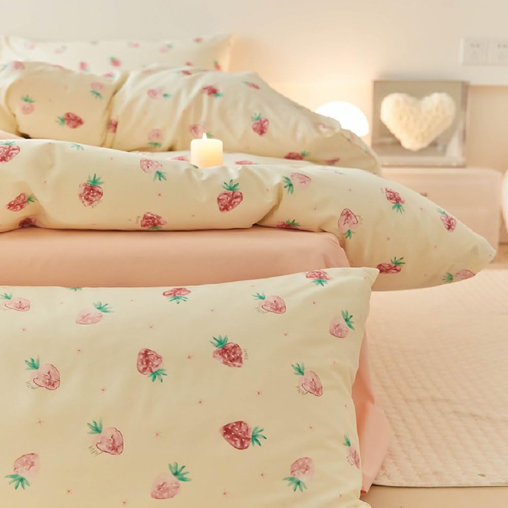 Duvet Cover Printed Bedding Set 3Pcs Girls Kawaii Pattern Comforter Cover with Zipper Closure Soft Breathable Microfiber