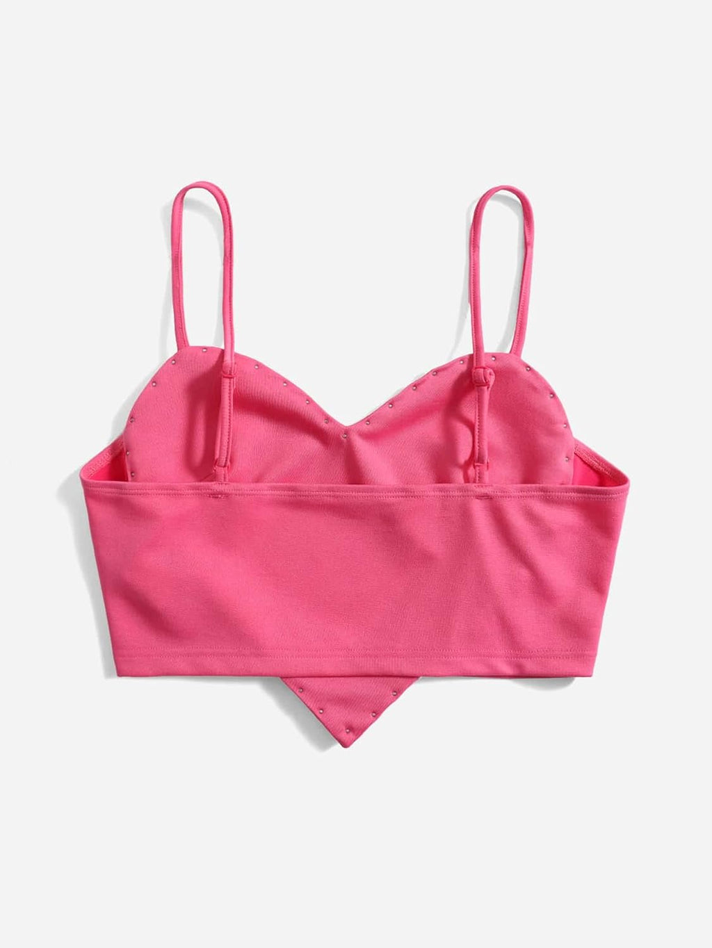 Women's Pearls Sleeveless Asymmetrical Hem Heart Crop Cami Top Sexy Camisole