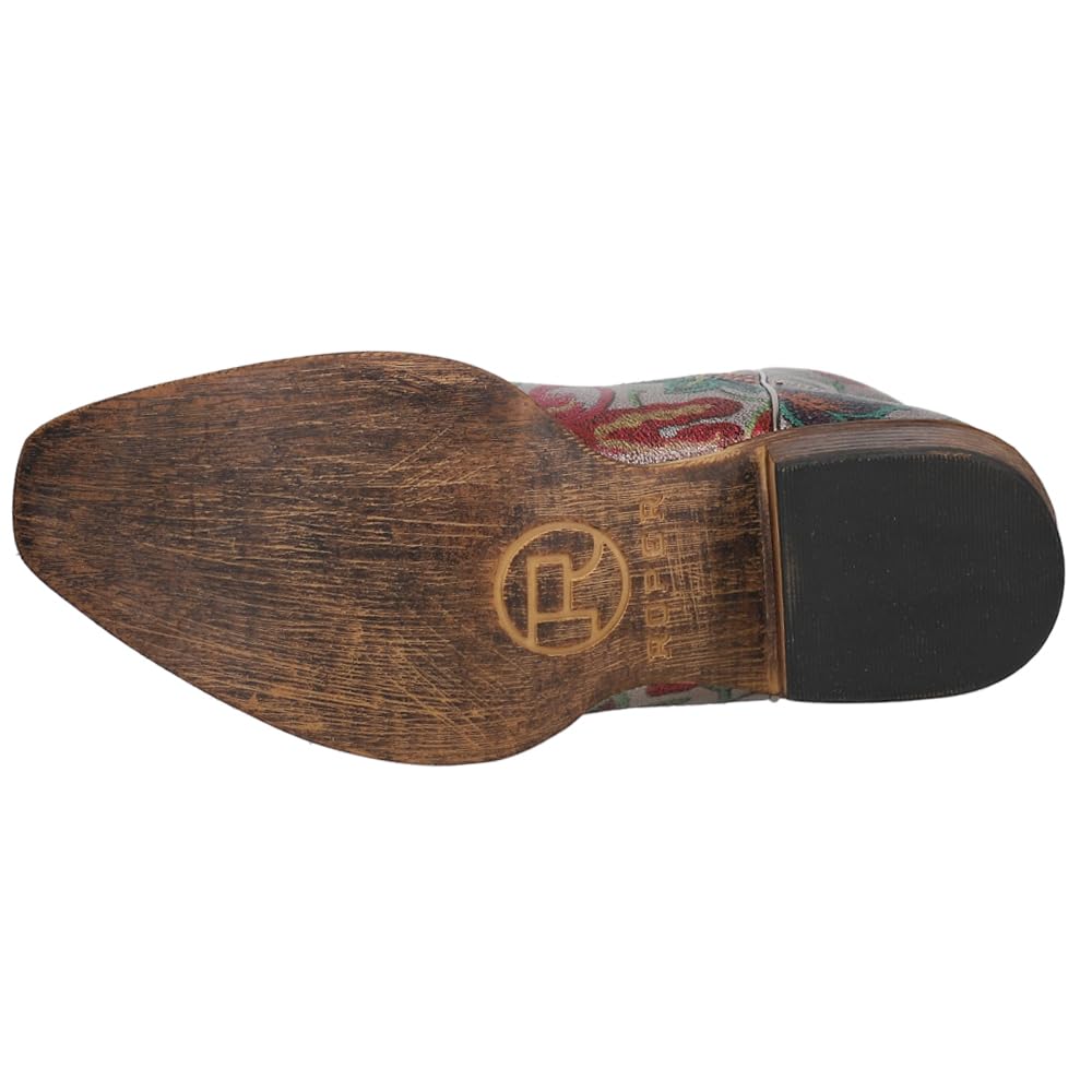 Womens Ingrid Floral Metallic Snip Toe Casual Boots Ankle Low Heel 1-2"