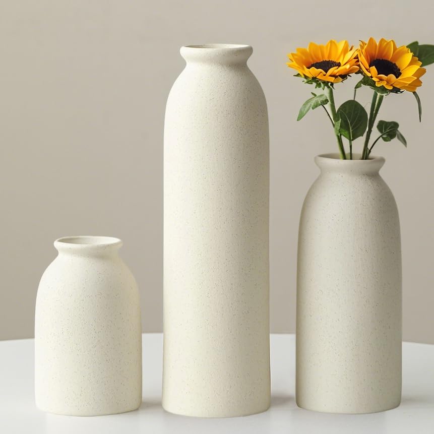 Tall Decorative Ceramic Vase Set, 3 Pieces