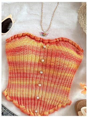 Women's Pearl Strapless Tops Summer Asymmetrical Tube Tops