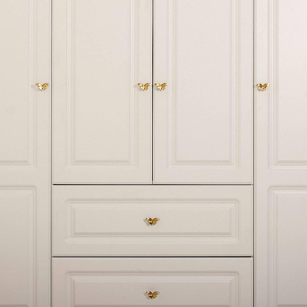 Gold 4 Pack Brass Knobs for Dresser, Drawers and Cabinet Decorative