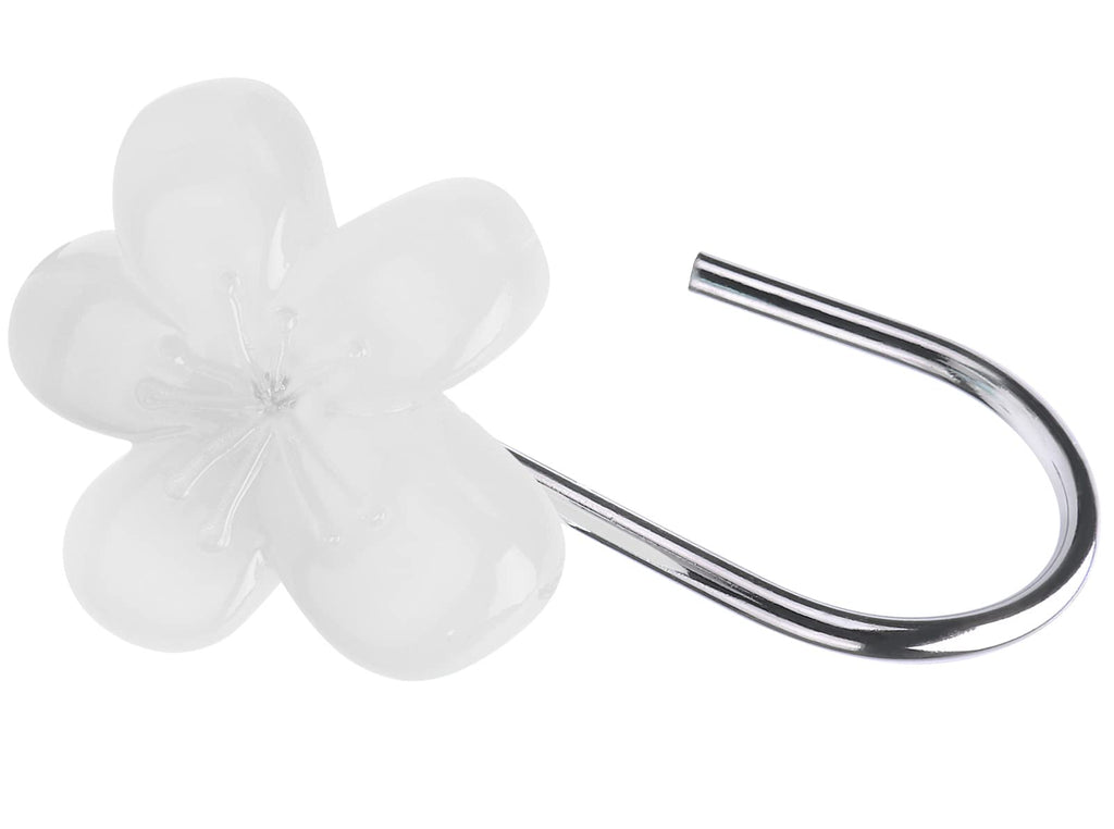 Cute Flower Shower Curtain Hooks, Pretty Floral Themed Elegant Bathroom Decor