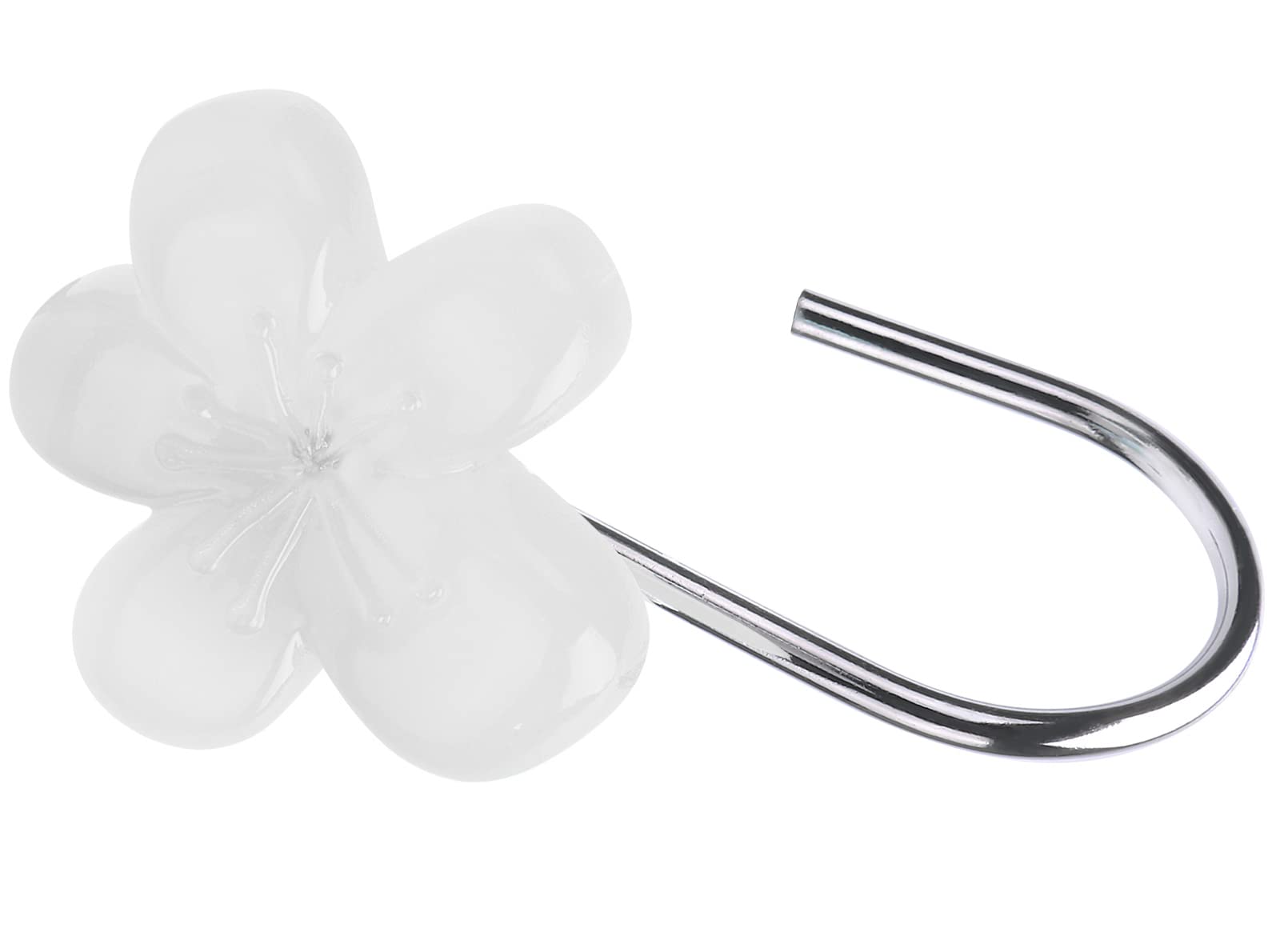 Cute Flower Shower Curtain Hooks, Pretty Floral Themed Elegant Bathroom Decor