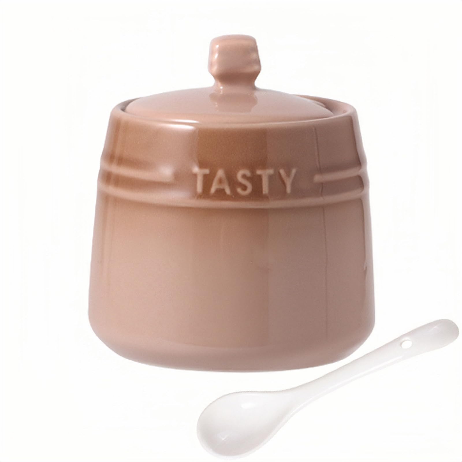 Solid Color Porcelain Sugar Pot With Lid And Spoon