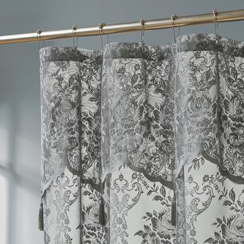 Luxury Lace Small Shower Curtain - Lace Shower Curtain with Attached Valance & Tassels