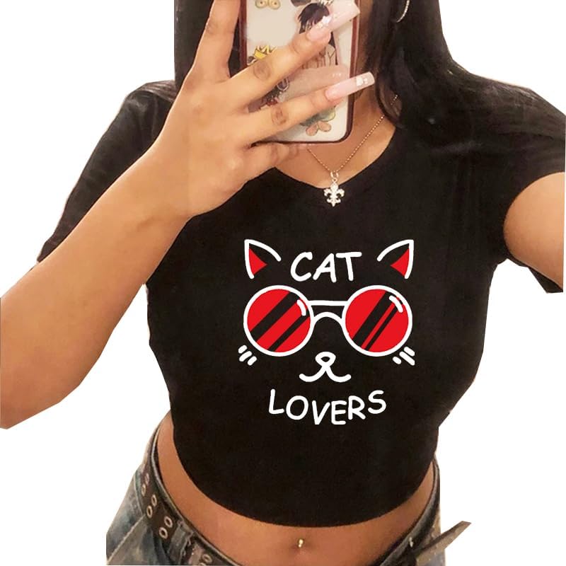 Girls Baby Tees Y2k Funny Graphic Short Sleeve Y2K Short Sleeve Graphic Crop Tops