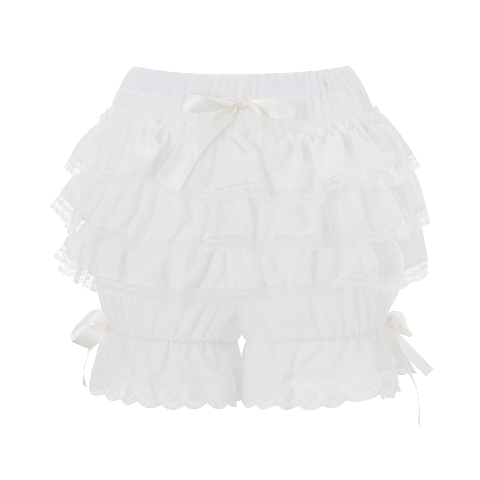 Women's Y2k Mini Pleated Shorts Low Waist Ruffle Pleated Casual Shorts White Lace Shorts