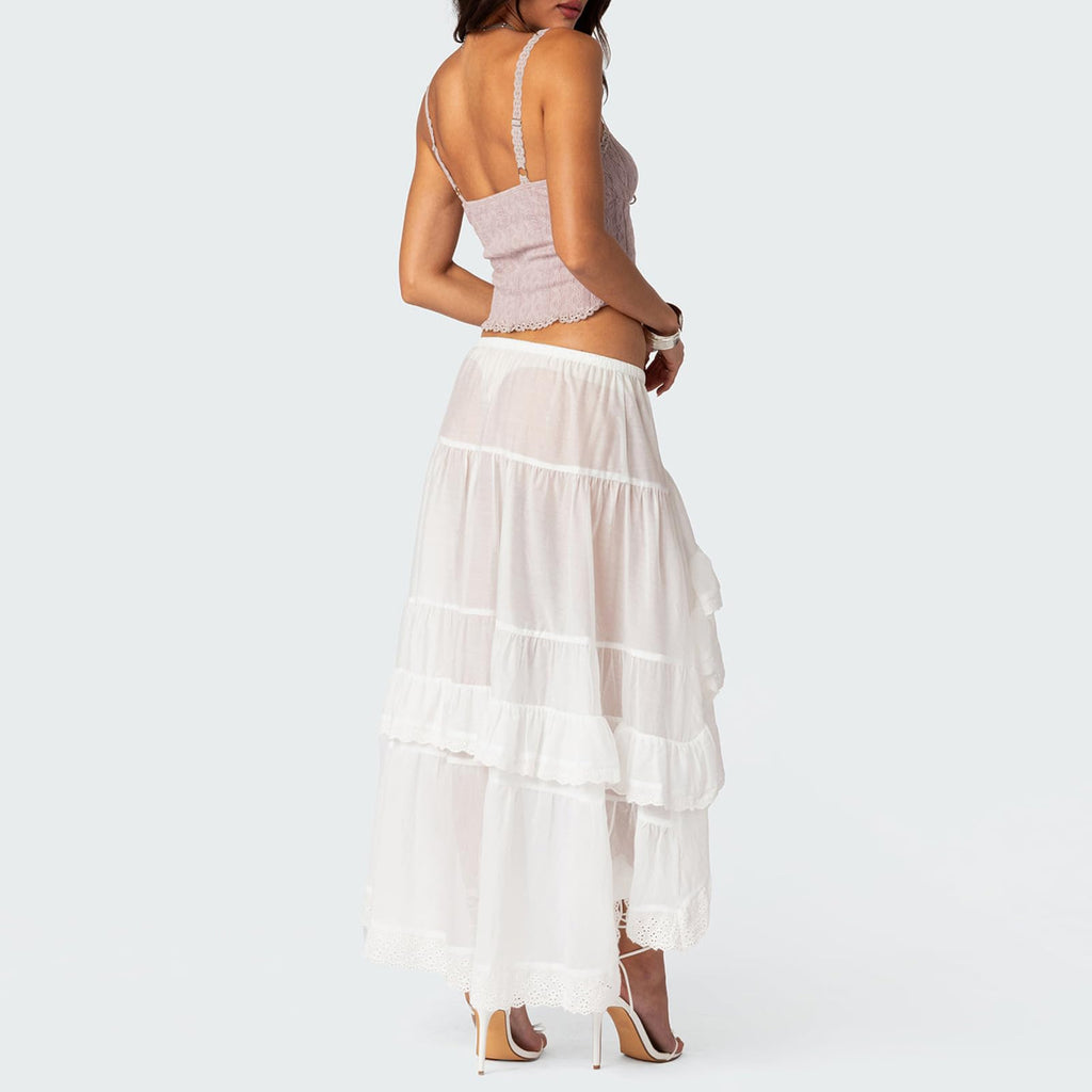 Women Y2k Lace Trim Crop Tank Top Spaghetti Strap