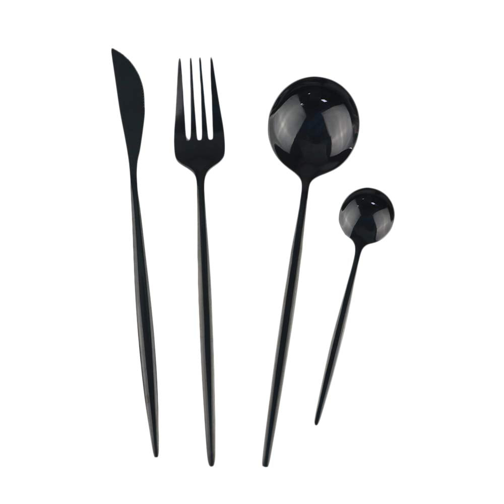 Stainless Steel Knife Fork Spoon Teaspoon Silverware Set, 24-Piece Flatware Set,