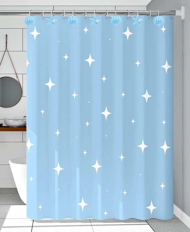 Seashell Shower Curtain Hooks, 12PCS Stainless Steel Anti Rust Starfish and Seashell Decorative Shower Hooks Ocean Theme Shower Curtain Hooks for Home Bathroom