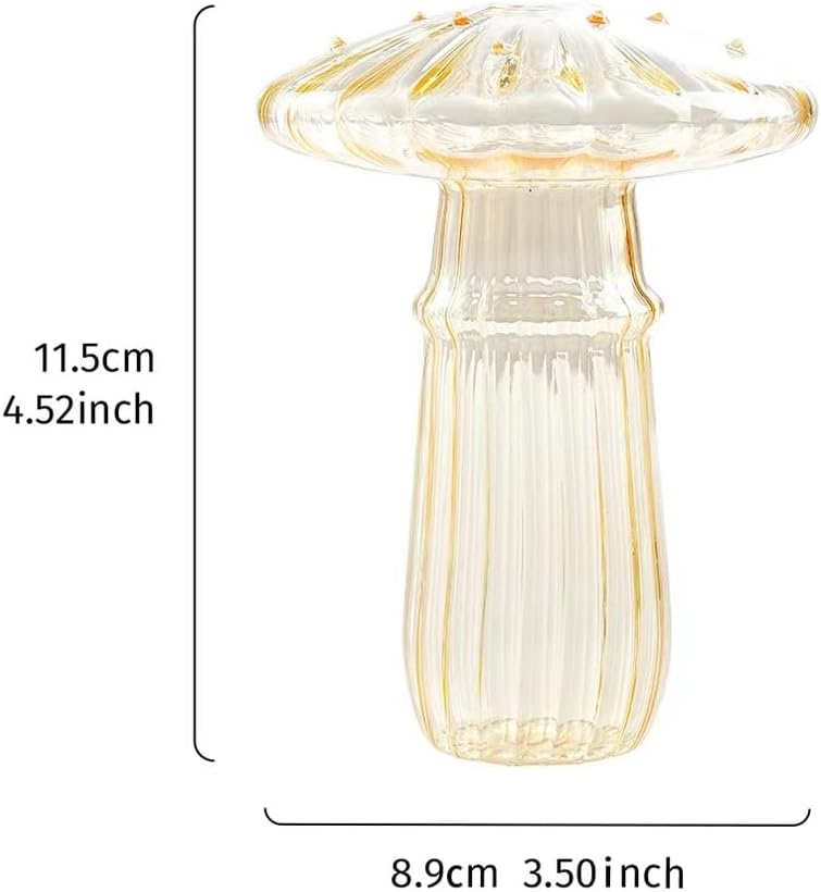 Mushroom Breeding Vases, Colorful Glass Cute Hydroponic Unique Pink and Yellow Glass Vases 2 PCS