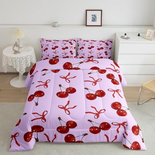 Cartoon Bowknot Comforter Set Pink Bow Tie Butterfly Knot Princess Bedding Set Floral Bow Comforter