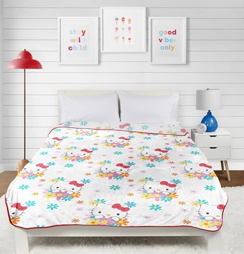 Hello Kitty White Kitties Plush Blanket - Measures 60 x 90 Inches, Kids Bedding - Super Soft Fleece Bedding