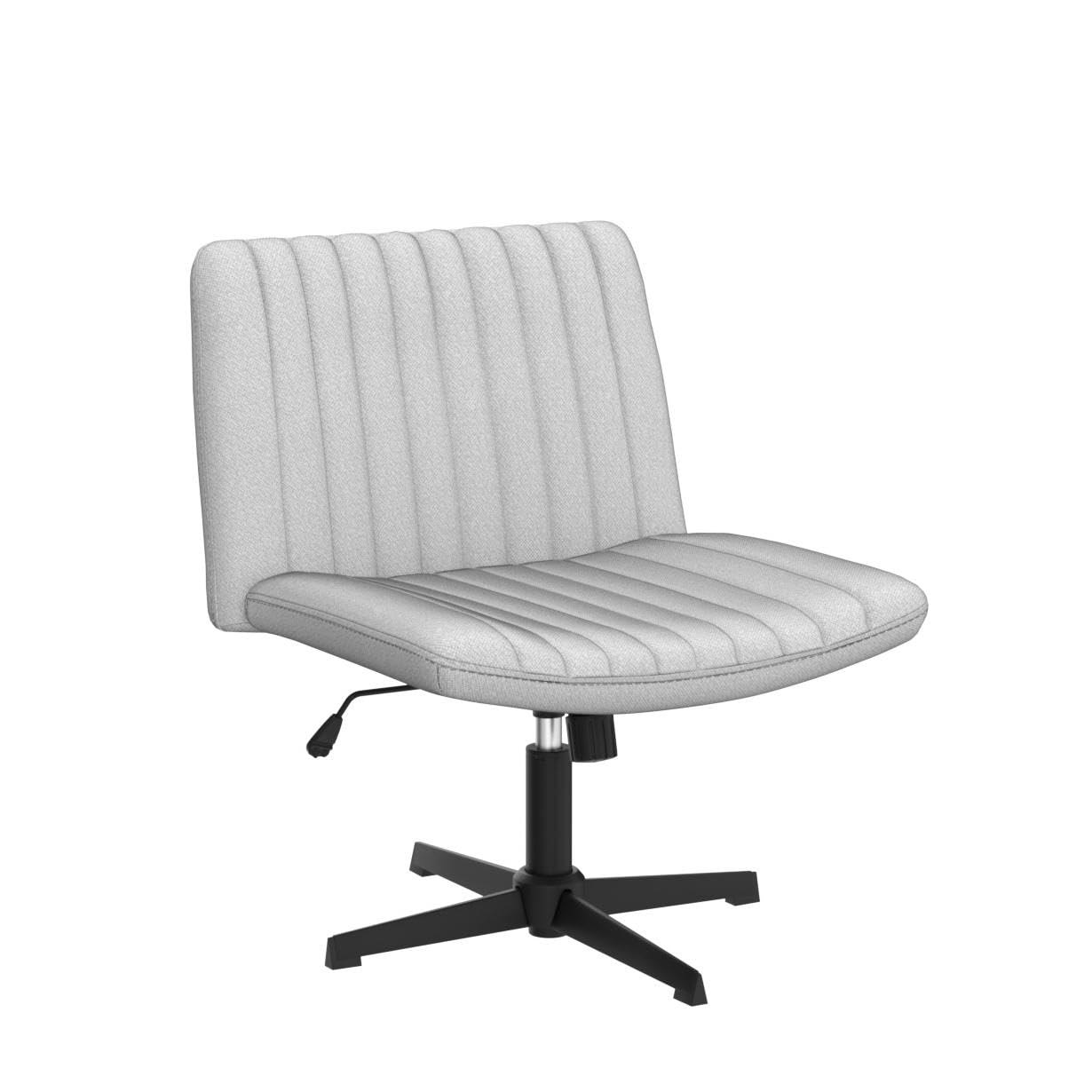 Criss Cross Chair, Armless Cross Legged Office Desk Chair No Wheels, Fabric Padded Modern Swivel Height Adjustable Mid Back Wide Seat