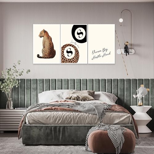 Pink Set of 3 Leopard Wall Art Prints Trendy Girly Cheetah Print Poster for Home Decor 16X24 in Unframed