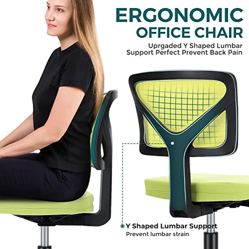 Vanity Swivel Armless Desk Chairs with Wheels, Ergonomic Adjustable Home Office Rolling Task Chair, Comfy Mesh Mid Back