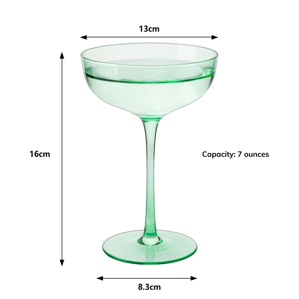 Colored Martini, Champagne and Cocktail Coupe Glass | 7oz