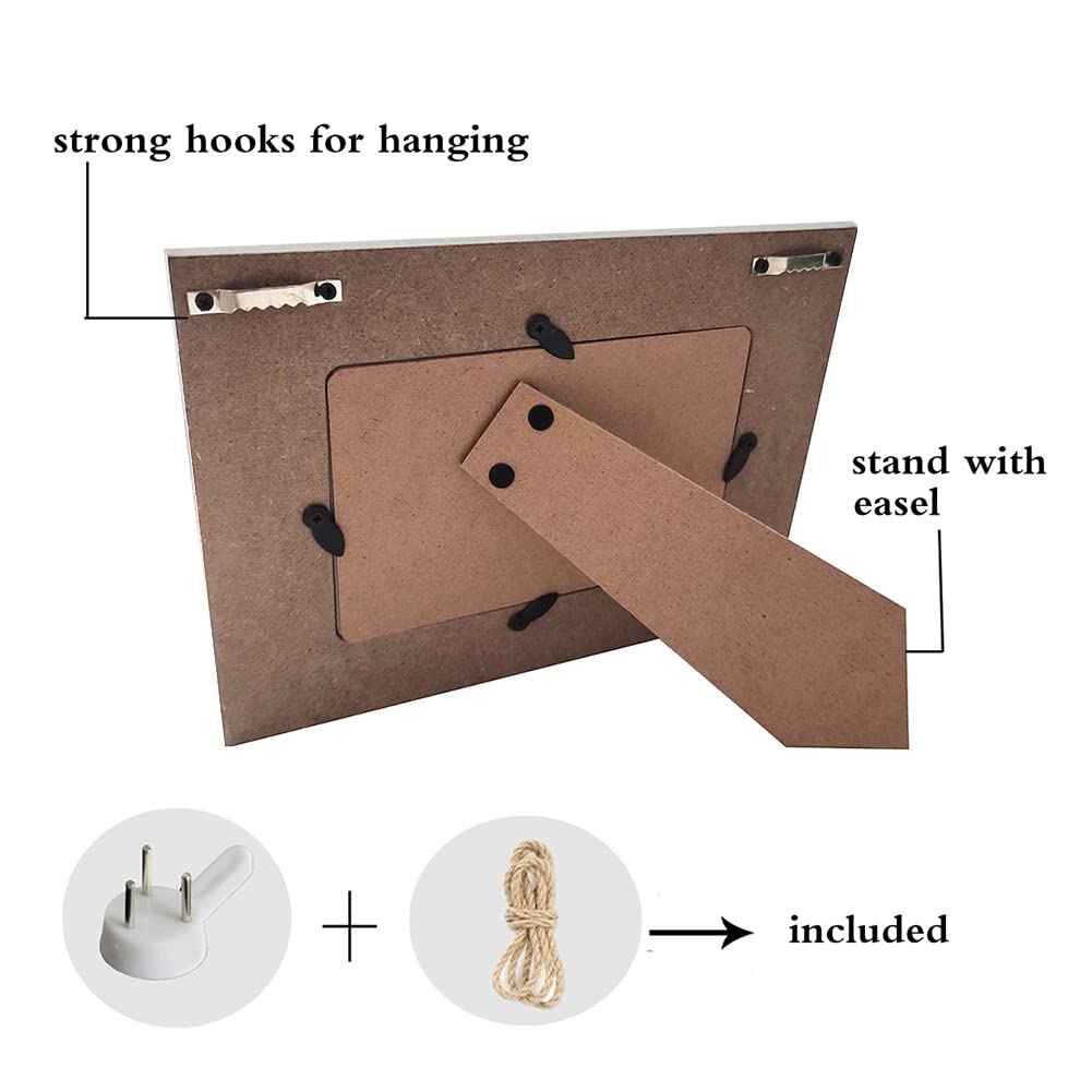 Love Picture Frame with Heart for Table Top and Wall Mounting-Distressed Wooden Photo Frame HD Glass Inside